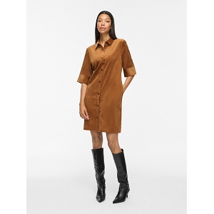 VILA VICOURDIE 24 DRESS Marron clairVelours